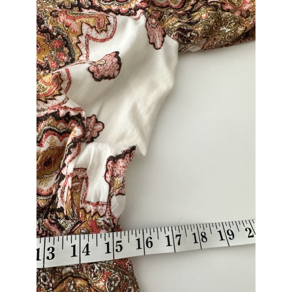 Cleobella Dress Women's Large Foulard Paisley Long Sleeve Elastic Back Button Up - Picture 11 of 12